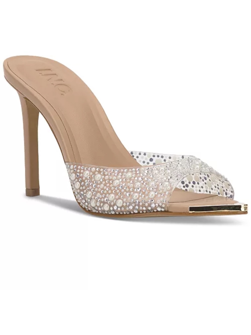 Nude Beaded Slide Sandals - Picture 3 of 5